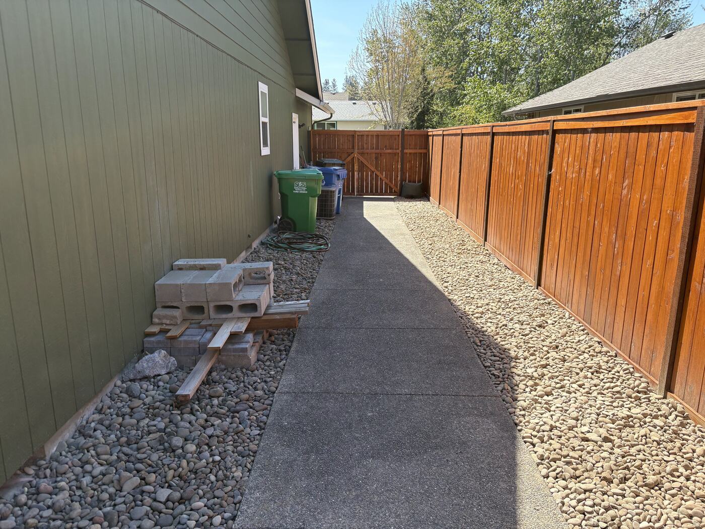 After: clean rock along the walkway